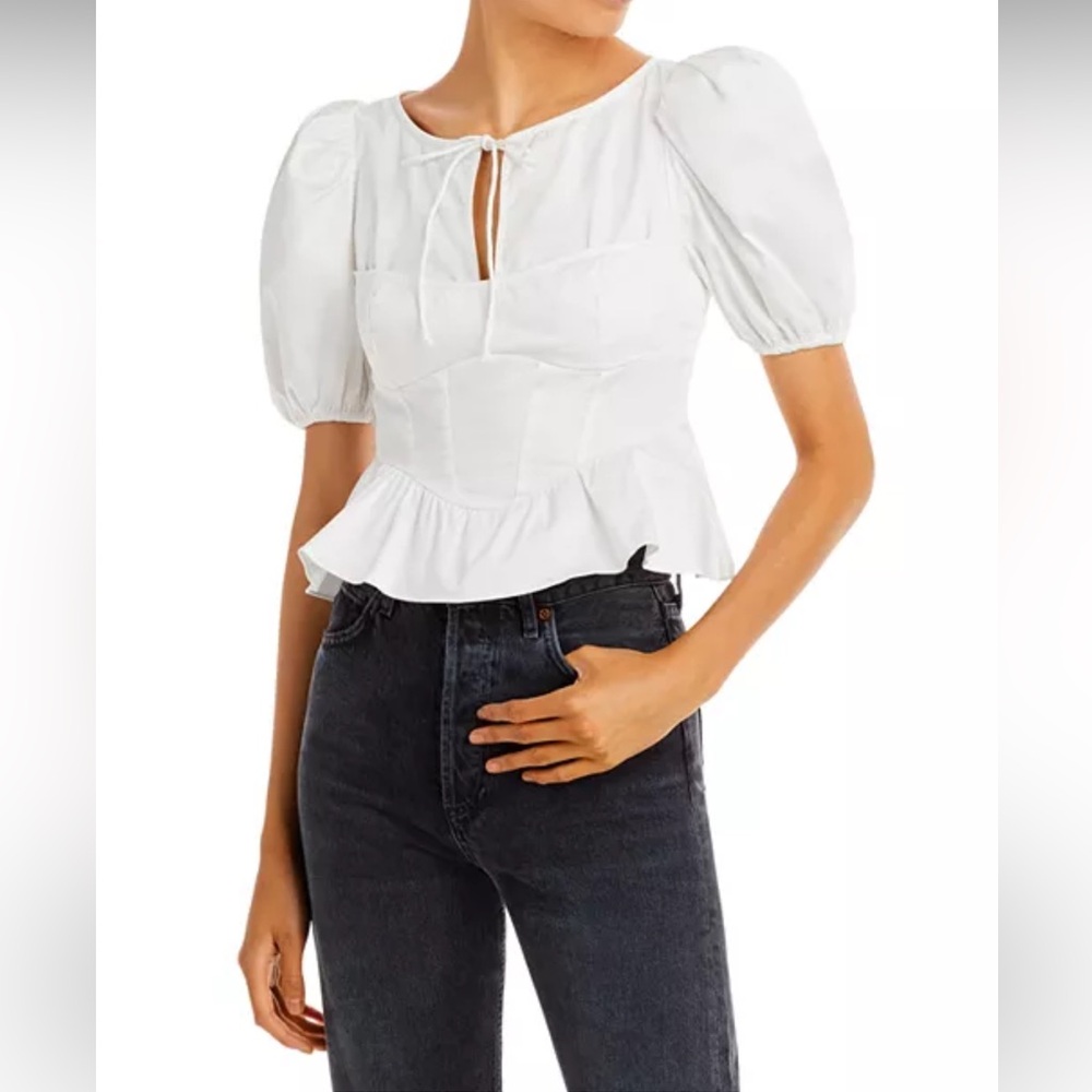 For Love and Lemons Jocelyn Puff Sleeve Peplum Top